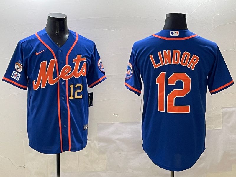 Men New York Mets 12 Lindor Blue Game 2025 Nike MLB Jersey style 6